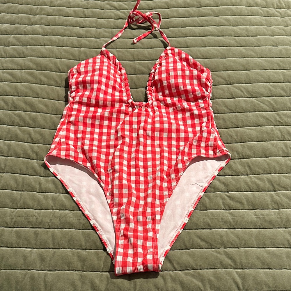 Women’s Red Gingham One-Piece Swimsuit